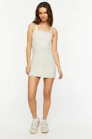 Women's Twill Pinafore Mini Dress in Oatmeal Small