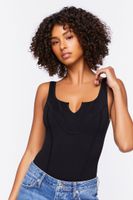 Women's Seamless Split-Neck Bodysuit in Black Small