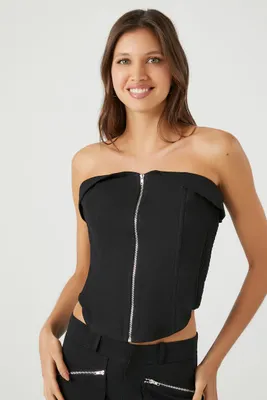 Women's Cropped Zip-Up Tube Top