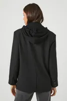 Women's Varsity-Striped Zip-Up Hooded Blazer in Black/Black Small