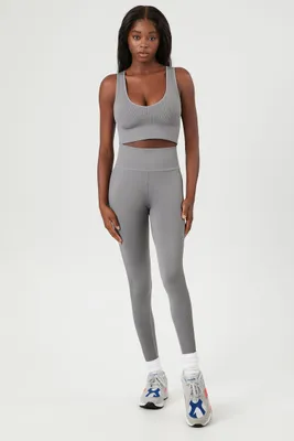 Women's Active Seamless High-Rise Leggings in Dark Grey Large