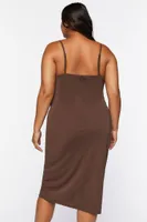 Women's Ruched Cami Midi Dress in Walnut, 0X