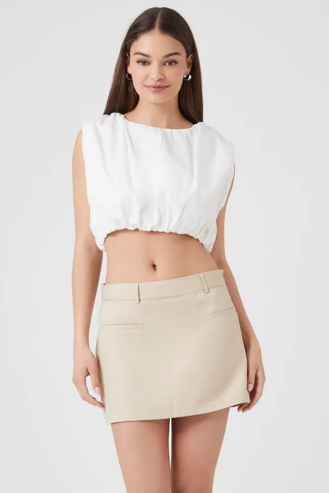 Women's A-Line Mini Skirt in Khaki/White, XL