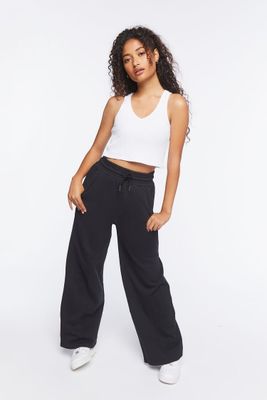 Women's Wide-Leg Drawstring Sweatpants in Black Large