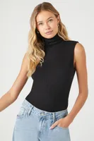 Women's Ribbed Turtleneck Bodysuit in Black Medium