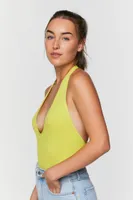 Women's Seamless Halter Bodysuit in Acid Green Medium