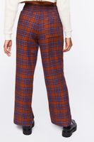 Women's Plaid Smocked Wide-Leg Pants in Brown Large