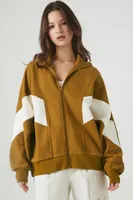 Women's French Terry Colorblock Jacket Cigar/Vanilla