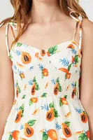 Women's Tropical Fruit Print Mini Dress in White Small