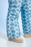 Women's Hello Kitty Heart Print Pants Baby Blue,