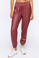 Women's Active Faux Leather Joggers in Brick Medium