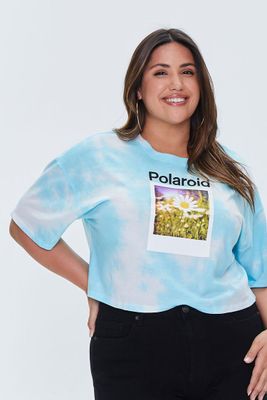 Women's Polaroid Tie-Dye T-Shirt in Blue, 1X