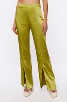 Women's Satin Mid-Rise Split-Hem Pants