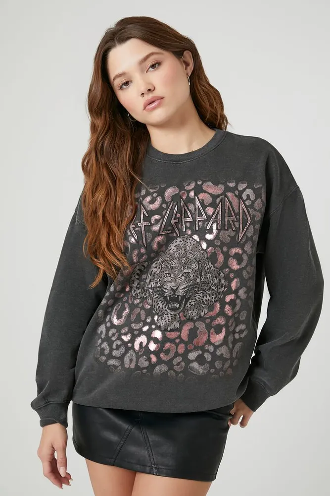 Women's Def Leppard Graphic Pullover Charcoal