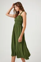 Women's Smocked Tie-Strap Midi Dress in Cypress , XL