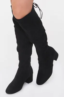 Women's Faux Suede Knee-High Boots Black,