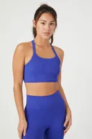 Women's Seamless Strappy Longline Sports Bra Blue Jewel