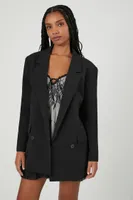 Women's Notched Longline Blazer in Black Small