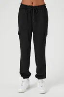 Women's Waffle Knit Cargo Pants in Black Large