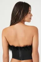 Women's Feather-Trim Satin Lingerie Corset