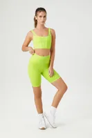 Women's Active High-Rise Biker Shorts in Neon Yellow Large