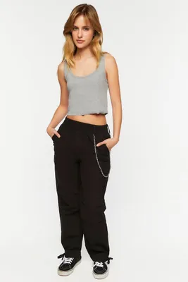 Women's Wallet Chain Tie-Hem Cargo Pants