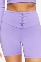 Women's Active Lace-Up Biker Shorts in Wisteria, XS