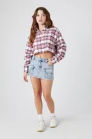 Women's Plaid Cropped Shirt Merlot