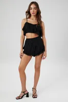 Women's Flounce Pom Cropped Cami