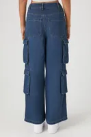 Women's Mid-Rise Denim Cargo Jeans in Medium Denim