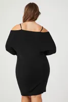 Women's Open-Shoulder Mini Sweater Dress