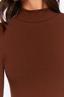 Women's Ribbed Mock Neck Cutout Bodysuit in Turkish Coffee, XL