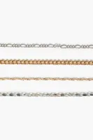 Women's Figaro Chain Anklet Set in Gold/Silver