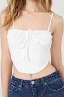 Women's Ribbed Corset Cropped Cami White