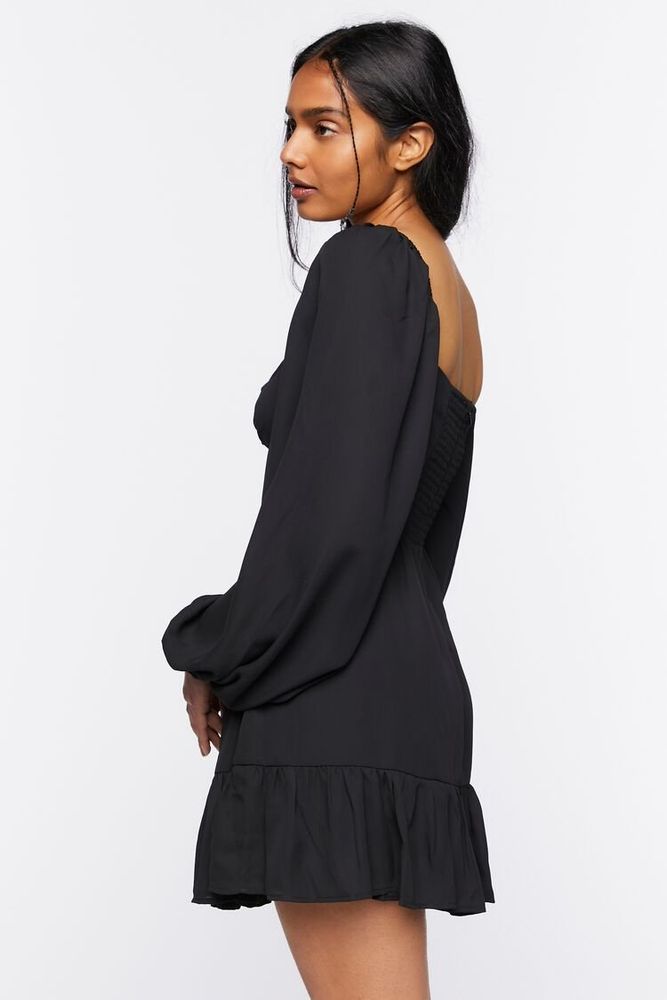 Women's Cutout Lace-Up Mini Dress in Black Medium