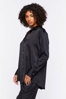 Women's Satin Pajama Shirt in Black Small