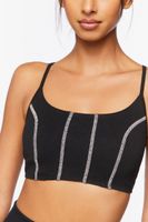 Women's Cotton-Blend Longline Sports Bra in Black, XS