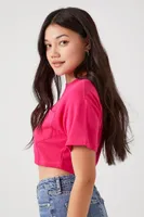 Women's French Terry Cropped T-Shirt in Hibiscus Small