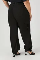 Women's Drawstring-Hem Cargo Pants Black,