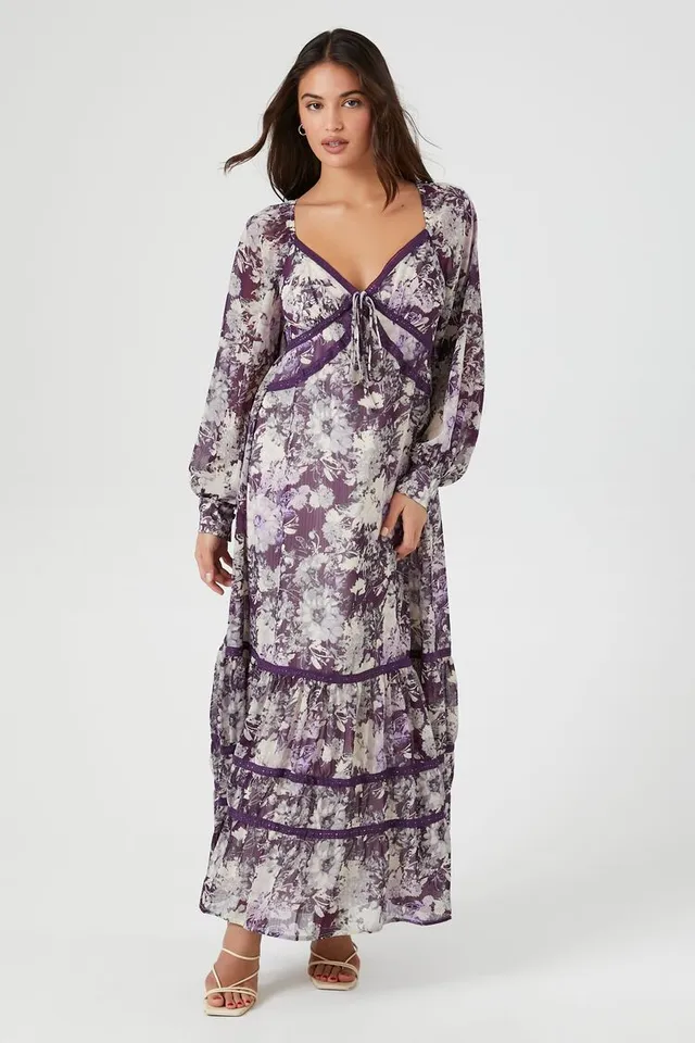 sachin and babi light blue dress Floral maxi dress with built in shorts— size Small main image 0