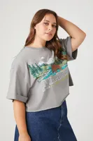 Women's Alaska Graphic Cropped T-Shirt in Grey, 2X