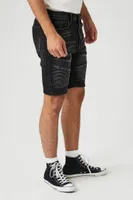 Men Denim Moto Shorts in Black, 29