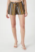 Women's Striped Lace-Up Pull-On Shorts