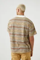 Men Geo Striped Polo Shirt in Taupe, XL