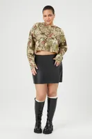 Women's Leaf Print Crop Top Olive,