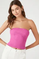 Women's Ribbed Knit Tube Top in Pink, XL