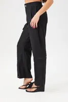 Women's Zipper Wide-Leg Cargo Pants in Black Large