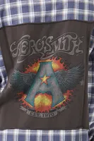 Women's Aerosmith Flannel Shirt in Blue Small