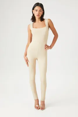 Women's Sleeveless Fitted Jumpsuit in Nude Small