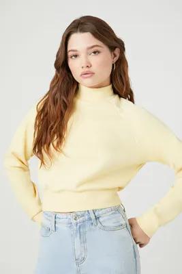 Women's Fleece Mock Neck Pullover in Light Yellow Medium